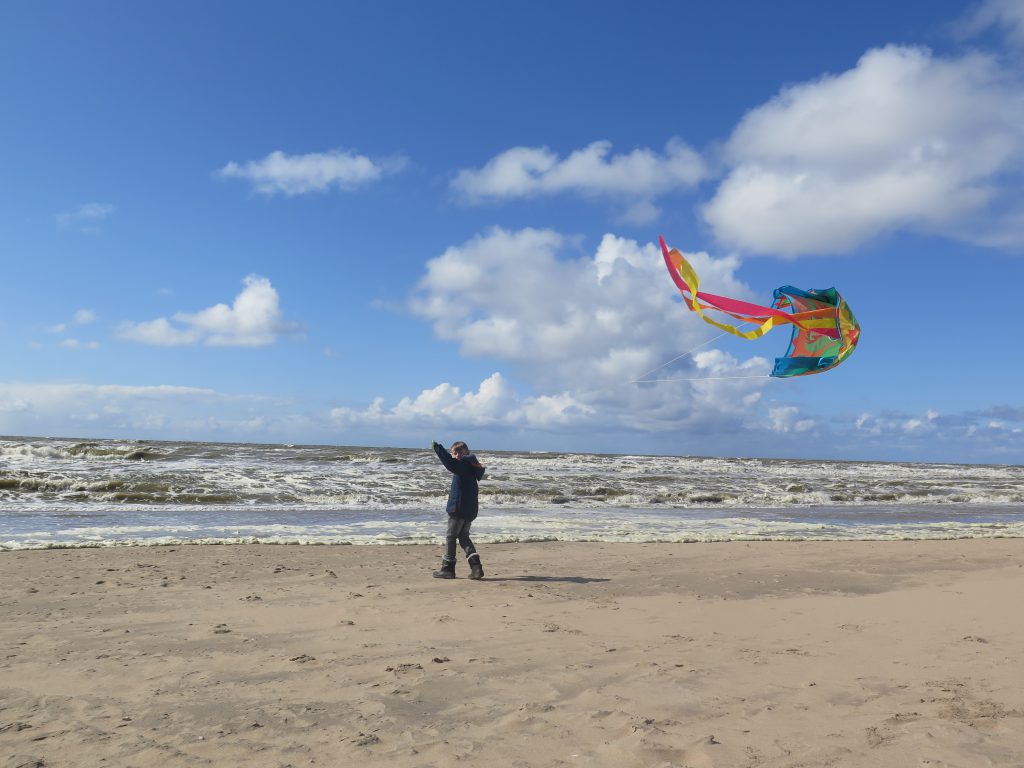 Drachensteigen am Strand von Holland