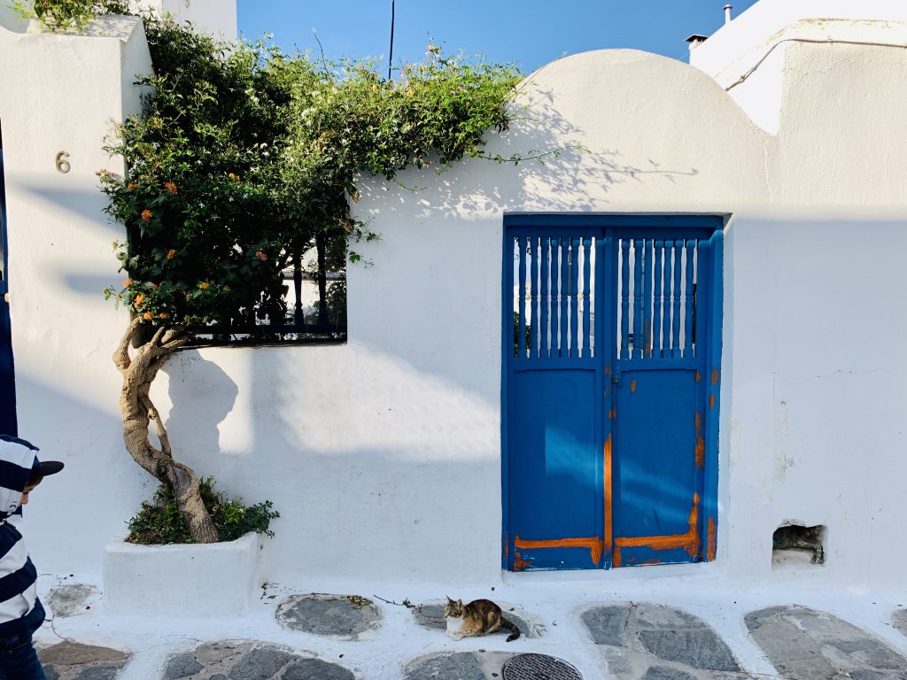 Griechisches, mediterranes Flair auf dem Rundgang durch Mykonos